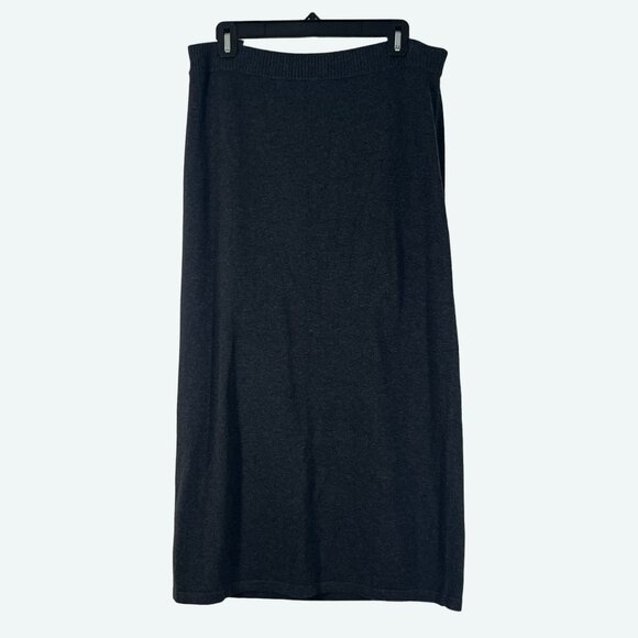 J. Jill Knit Cotton Silk Blend Dark Gray Pull On Elastic Waist Maxi Skirt Small‎ - Picture 1 of 7
